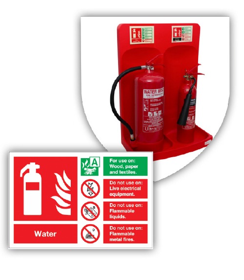Extinguisher stands and signage
